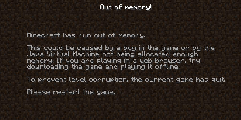 comment regler le probleme out of memory sur minecraft