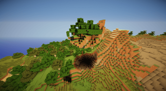 Une petite île volante et son cratère 