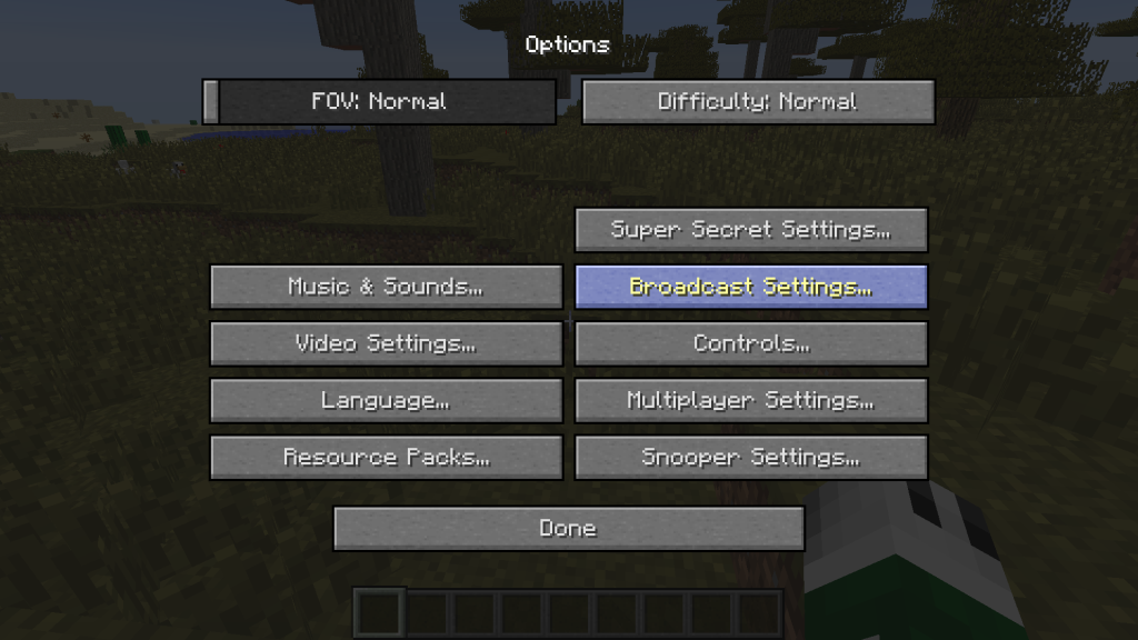 Vous pouvez constater l'apparition du bouton Broadcast Settings.