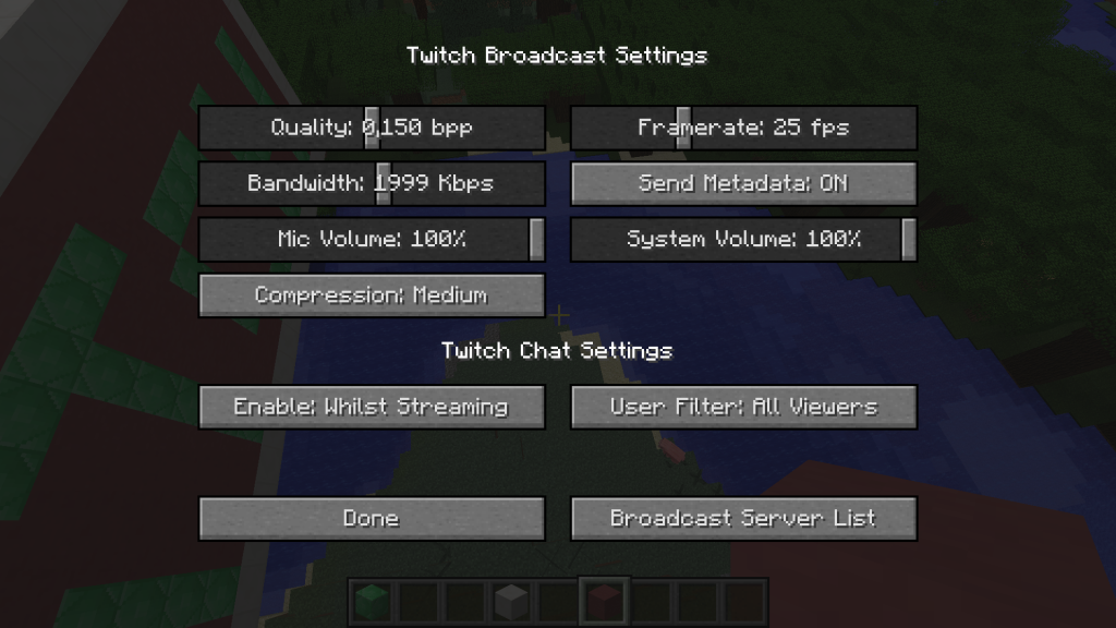 Voilà donc ce que contient le bouton Broadcast Settings.