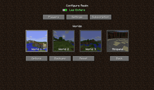 Minecraft Realms - Menu Realms