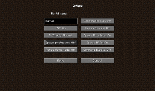 Minecraft Realms - Options Realms