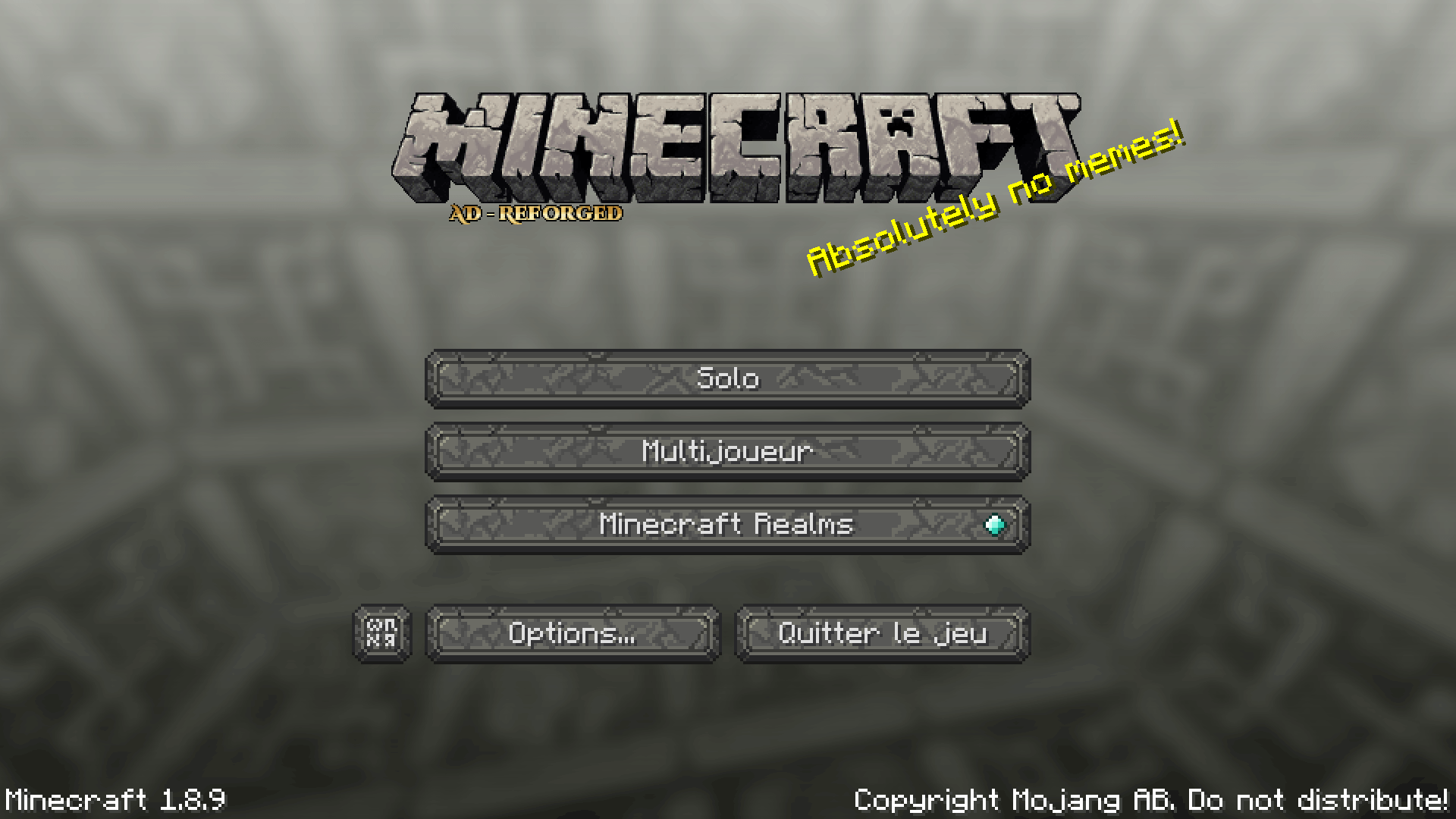 Menu d'accueil de Minecraft avec TheVoid’s