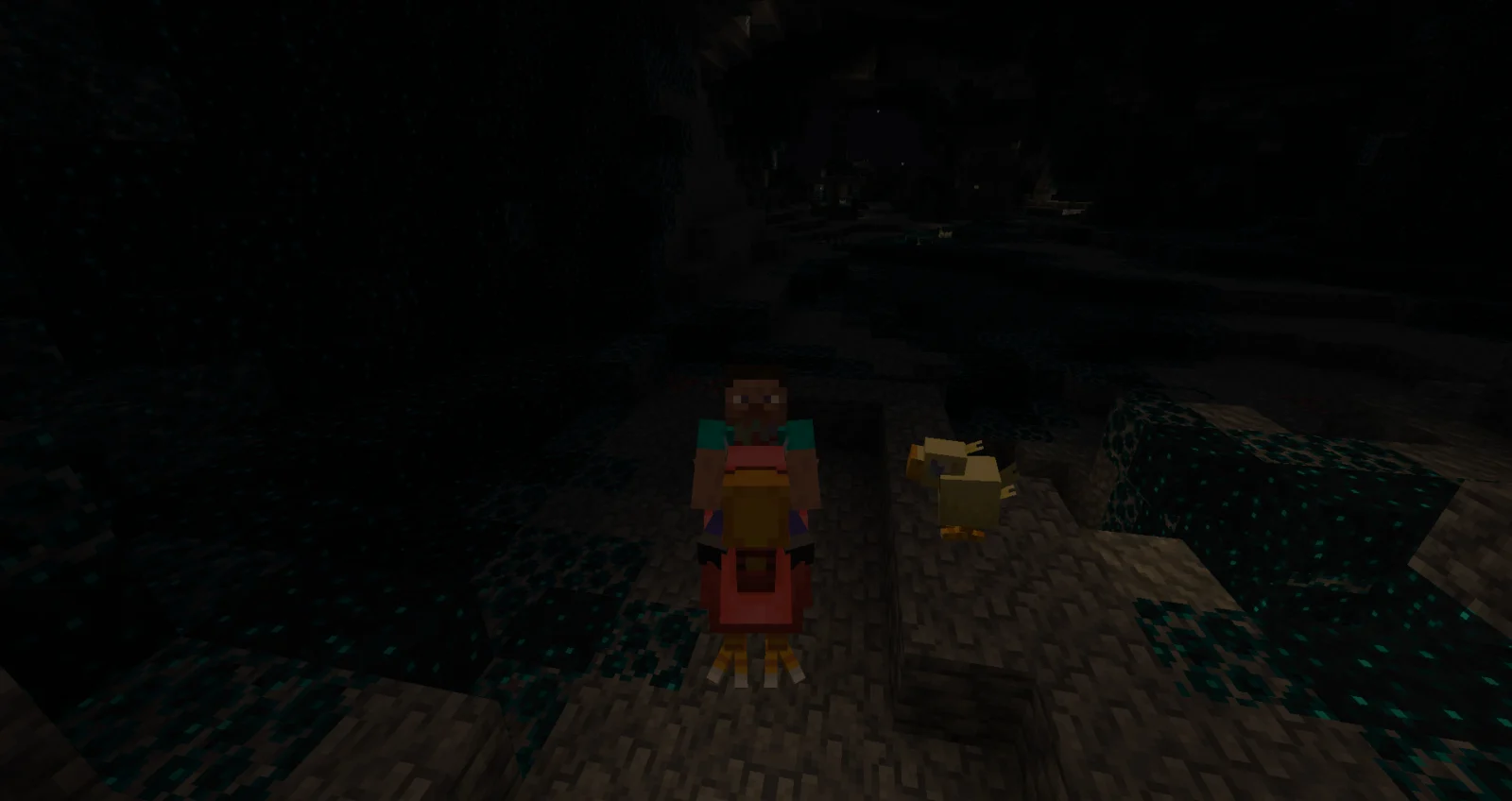 Chocobo monté dans une ancienne cité