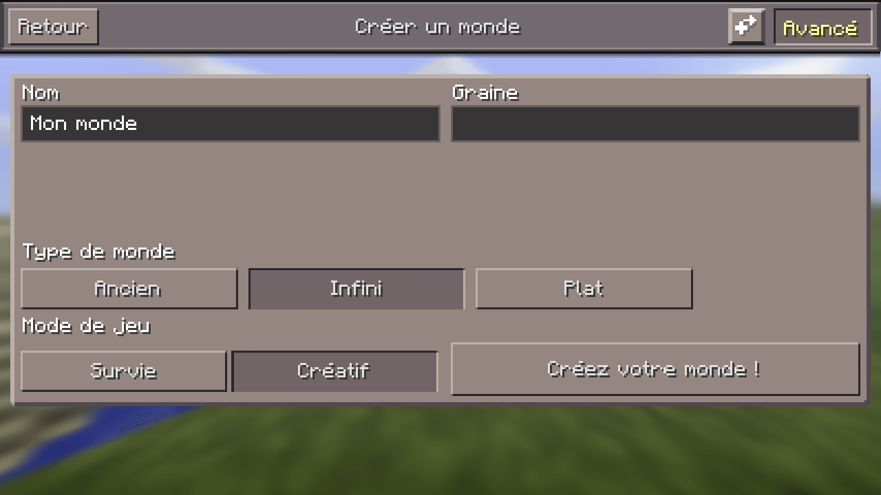 changer la seed du monde Minecraft sous la version pocket edition