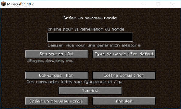 La seed, ou graine de génération de monde - Minecraft-France