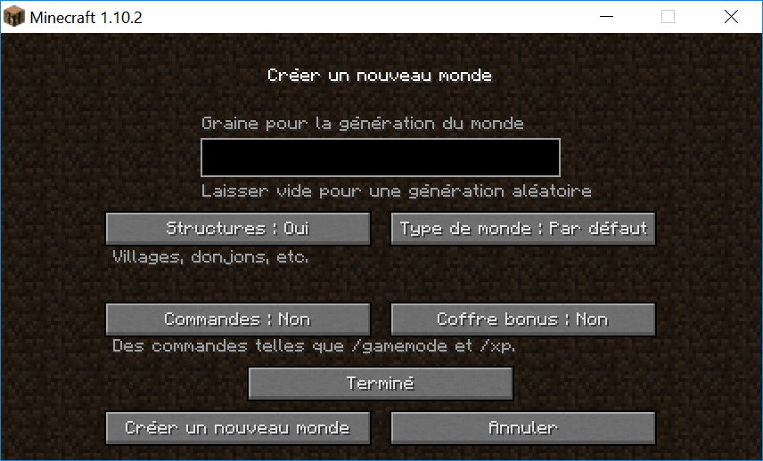 mettre une seed dans une partie solo de Minecraft