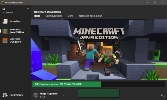 Téléchargement des derniers fichiers pour Minecraft 1.14.4