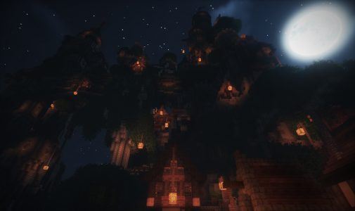 Une construction vue de nuit