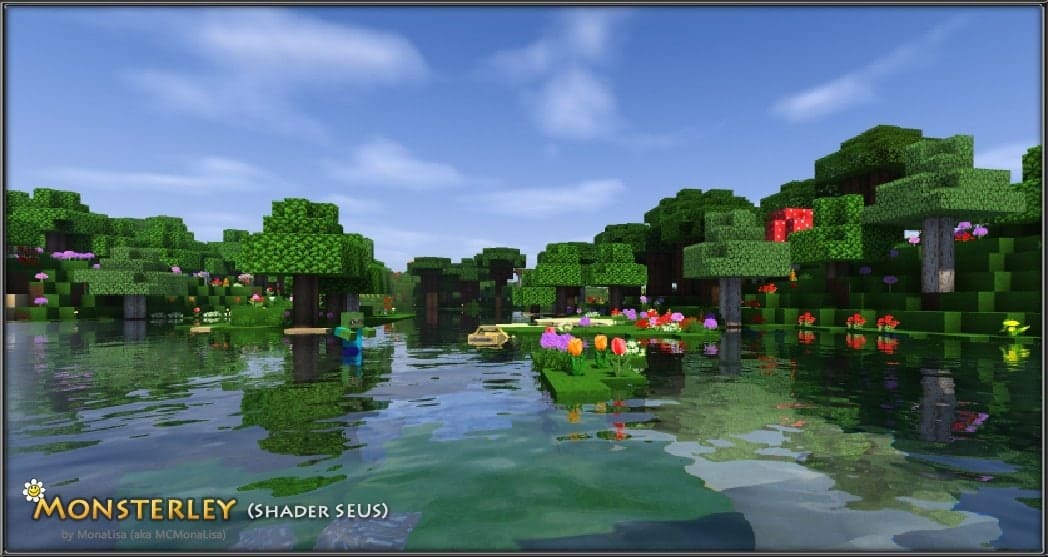 Monsterley HD: Un biome avecd es fleurs et un shader