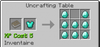 decraft d'une armure en diamant avec la uncrafting table
