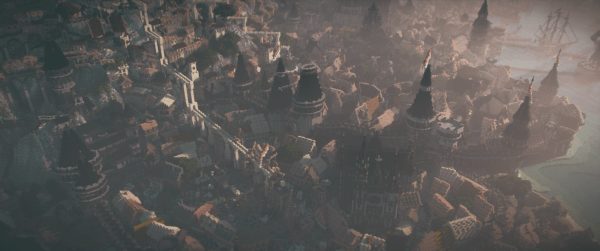 Grande ville Minecraft avec Continuum Shader