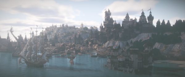 Une grande ville au bord de la mer