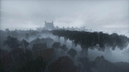 La pluie qui tombe sur des maisons