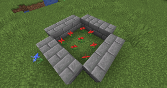 Fleurs rouge de Minecraft dans le portail du monde miroir