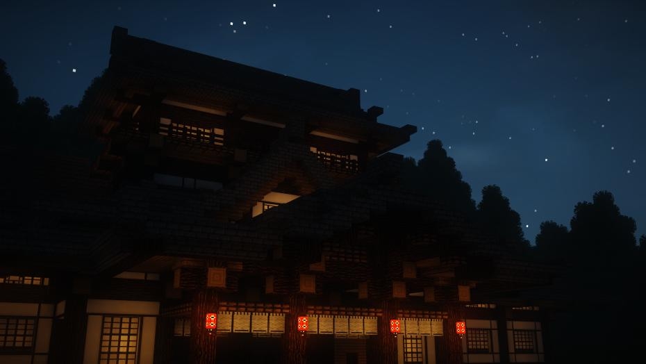 Temple japonais de nuit