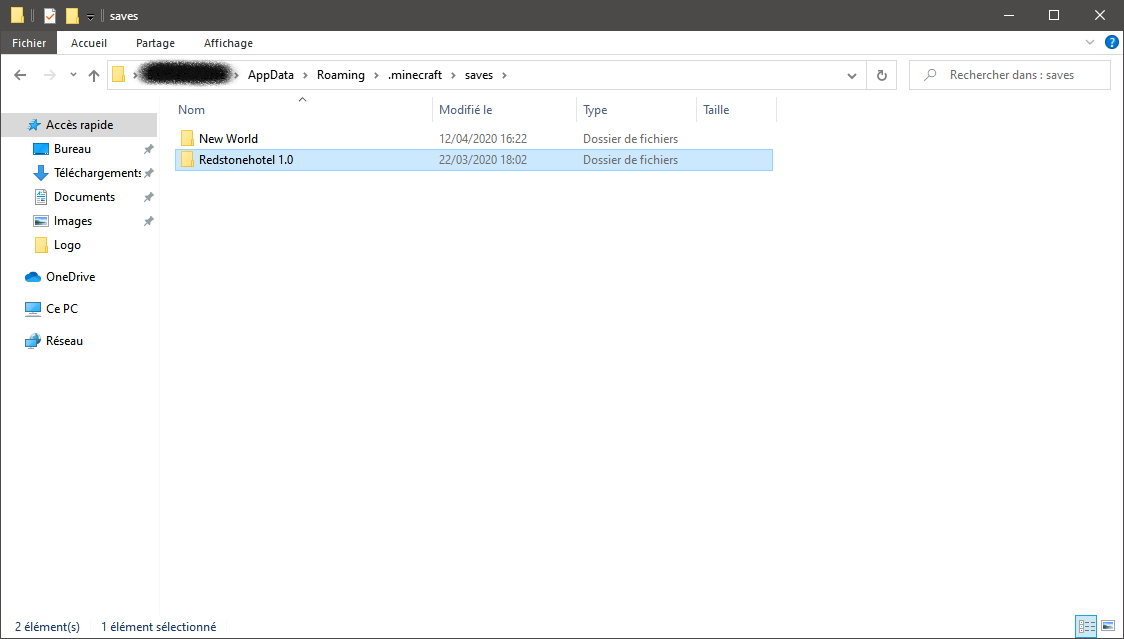 Dossier Saves de Minecraft