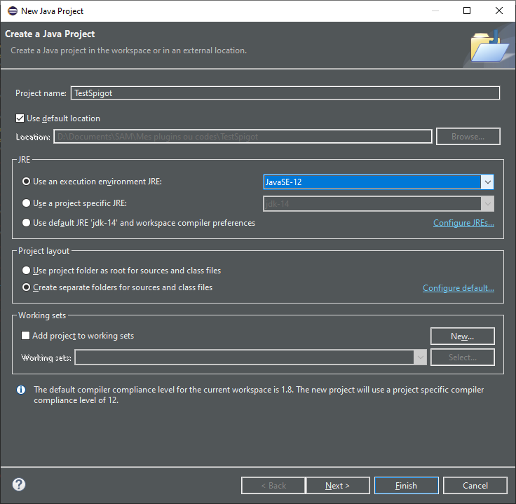 Création d'un nouveau projet avec IDE Eclipse