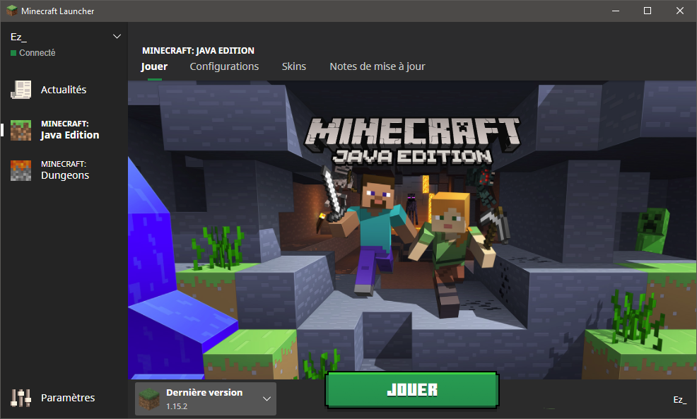 Comment installer un resource pack : Lancez le launcher Minecraft