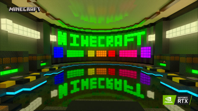 Un logo Minecraft illuminé grâce au Ray Tracing
