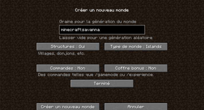 Island generator creation de monde