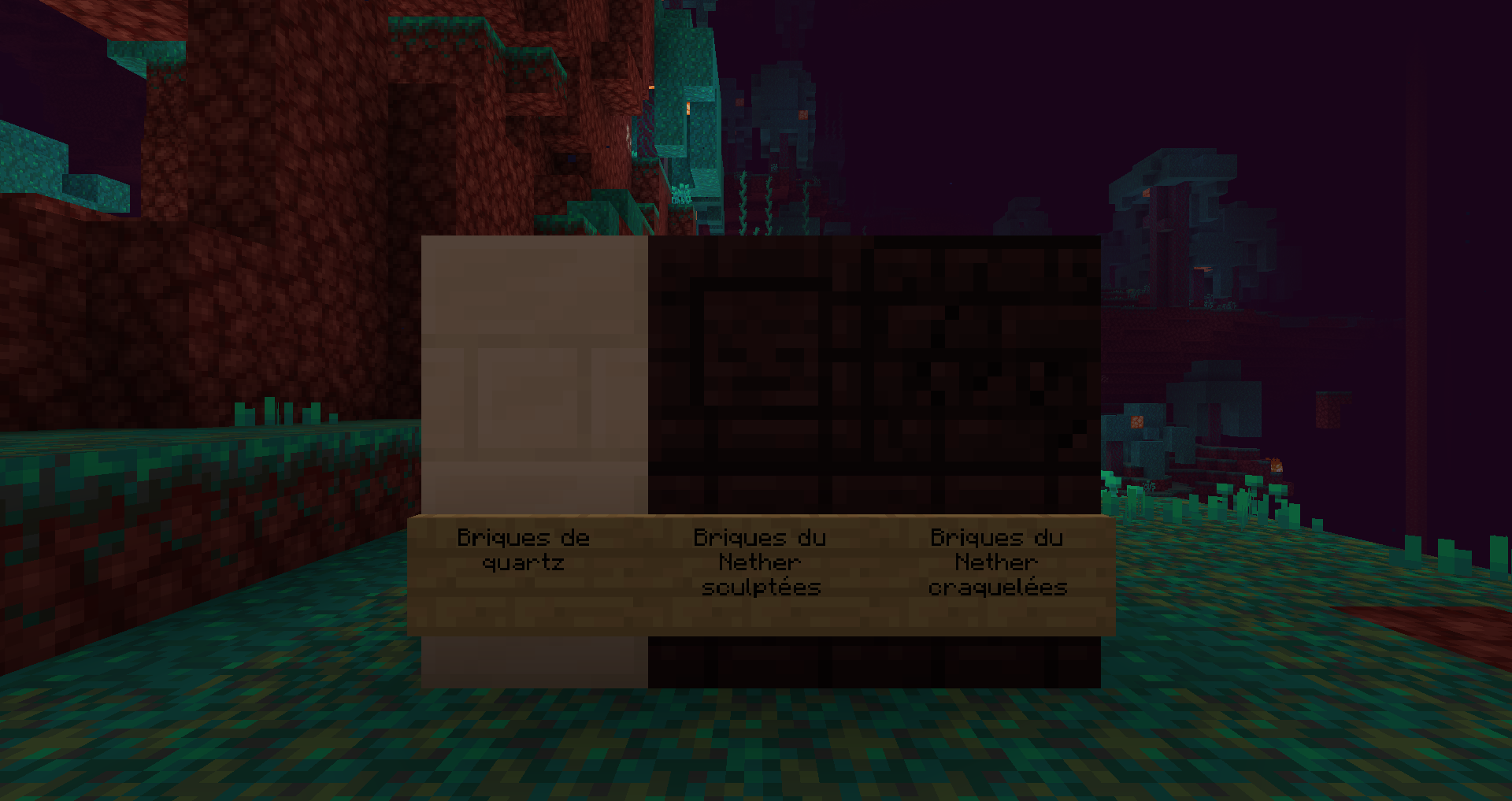 Briques de quartz, Brique du Nether sculptées et Briques du Nether craquelées 1.16