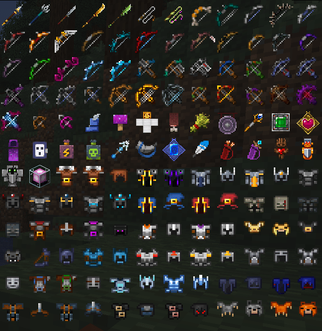 Liste des armes, armures et enchantements du mod Dungeons Gear