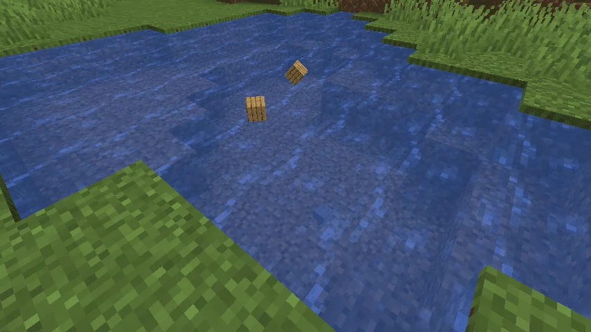 Bois qui flotte sur l'eau et pierre au fond de l'eau