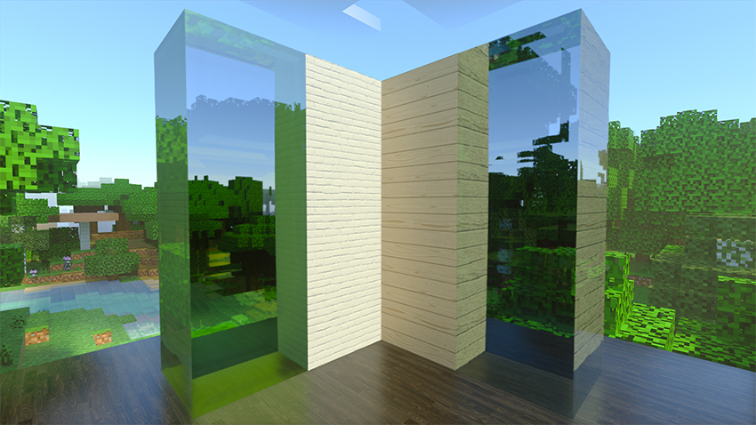 Minecraft avec le ray-tracing activé