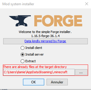 Installation de Forge Minecraft