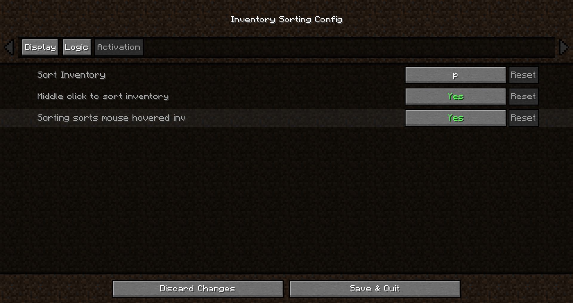 Configuration Inventory Sorting