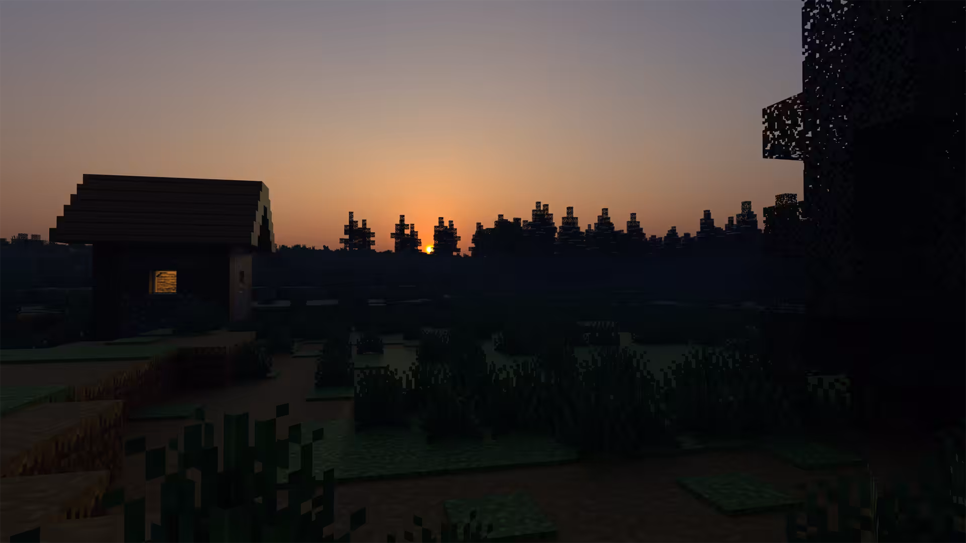 Fond d'écran Minecraft - Coucher de soleil