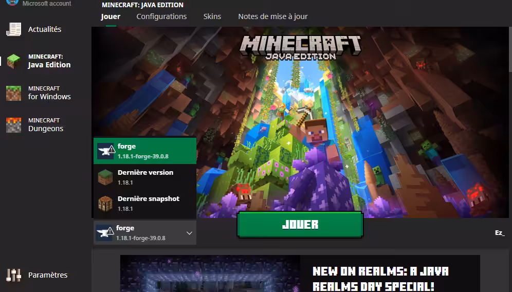 Launcher Minecraft avec Forge installe