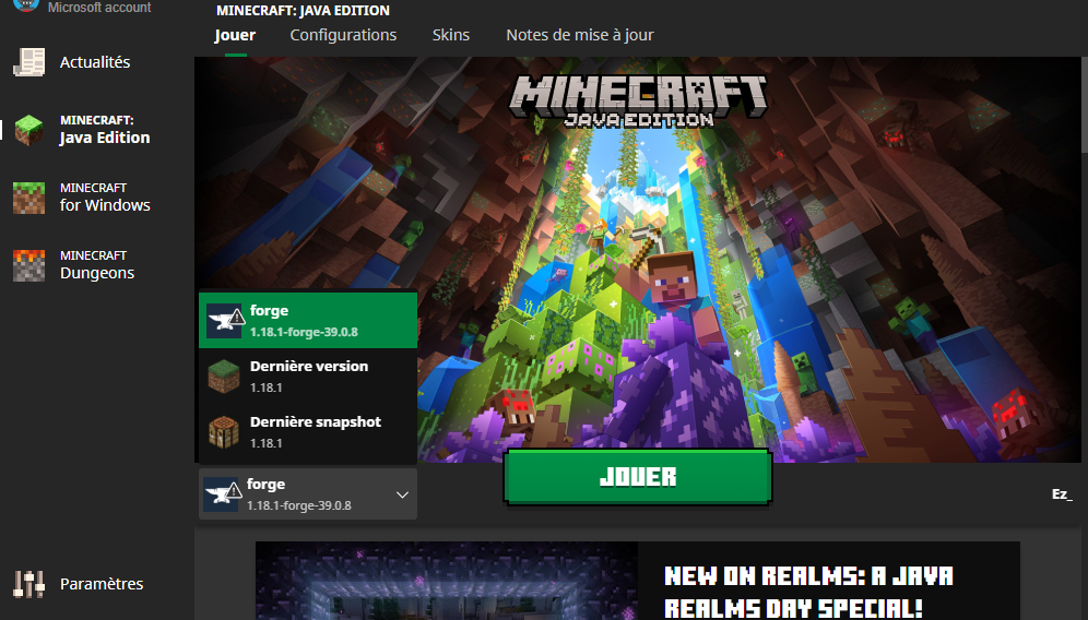 Launcher Minecraft avec Forge installe