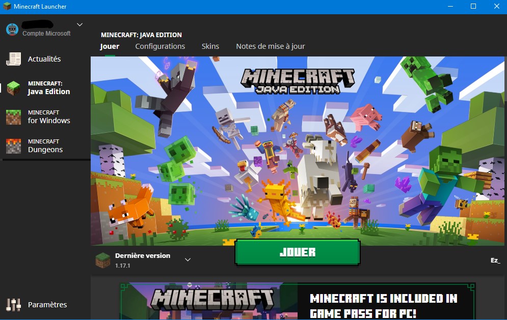 Nouveau launcher de Minecraft Java, Bedrock et Minecraft Dungeons