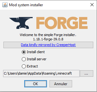 Installateur automatique de forge 1.18