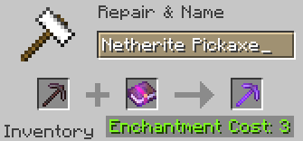 enchantement pioche netherite