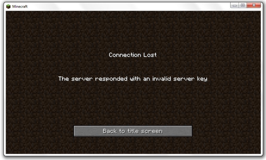 server responded with invalid server key