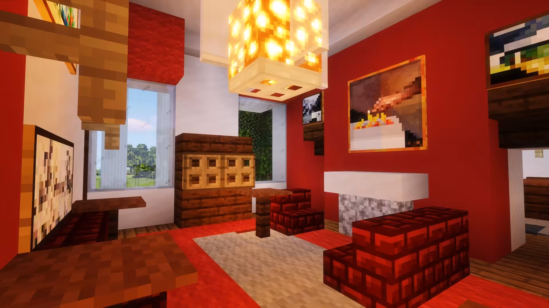 chambre rouge maison blanche