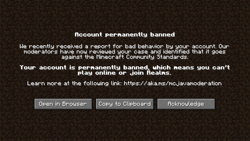 minecraft ban