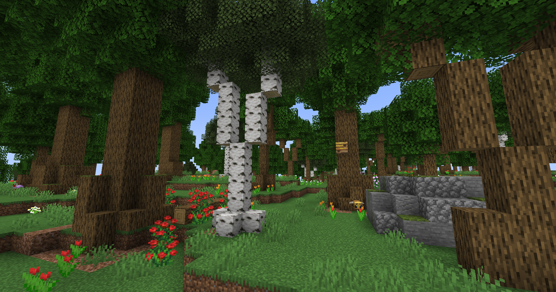 Forêt fleurie retravaillée par Arboria avec fleurs variées.