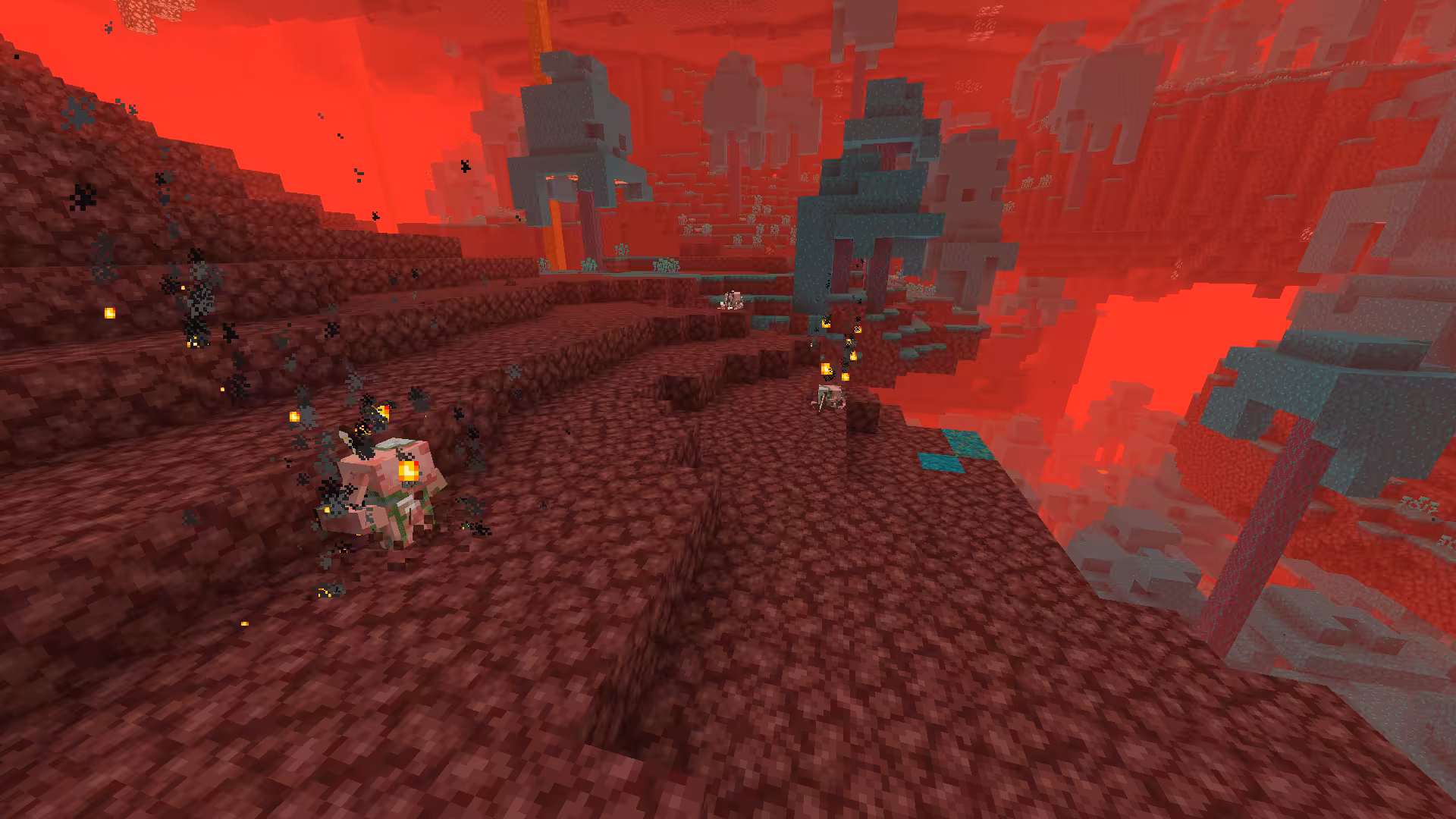 piglin zombifie qui sort du sol dans le nether
