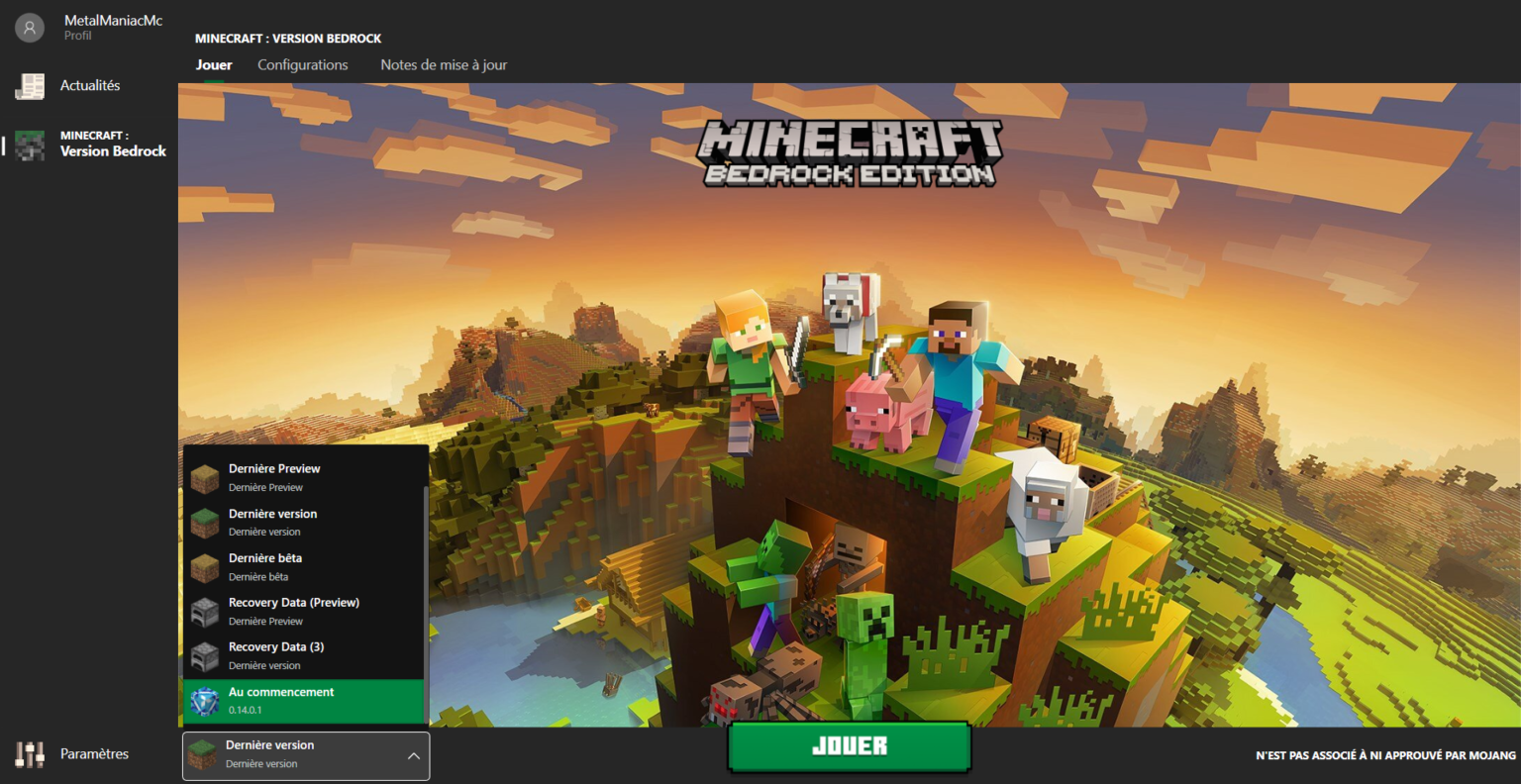 BedrockLauncher Comment changer de version avec Minecraft Bedrock MinecraftFrance
