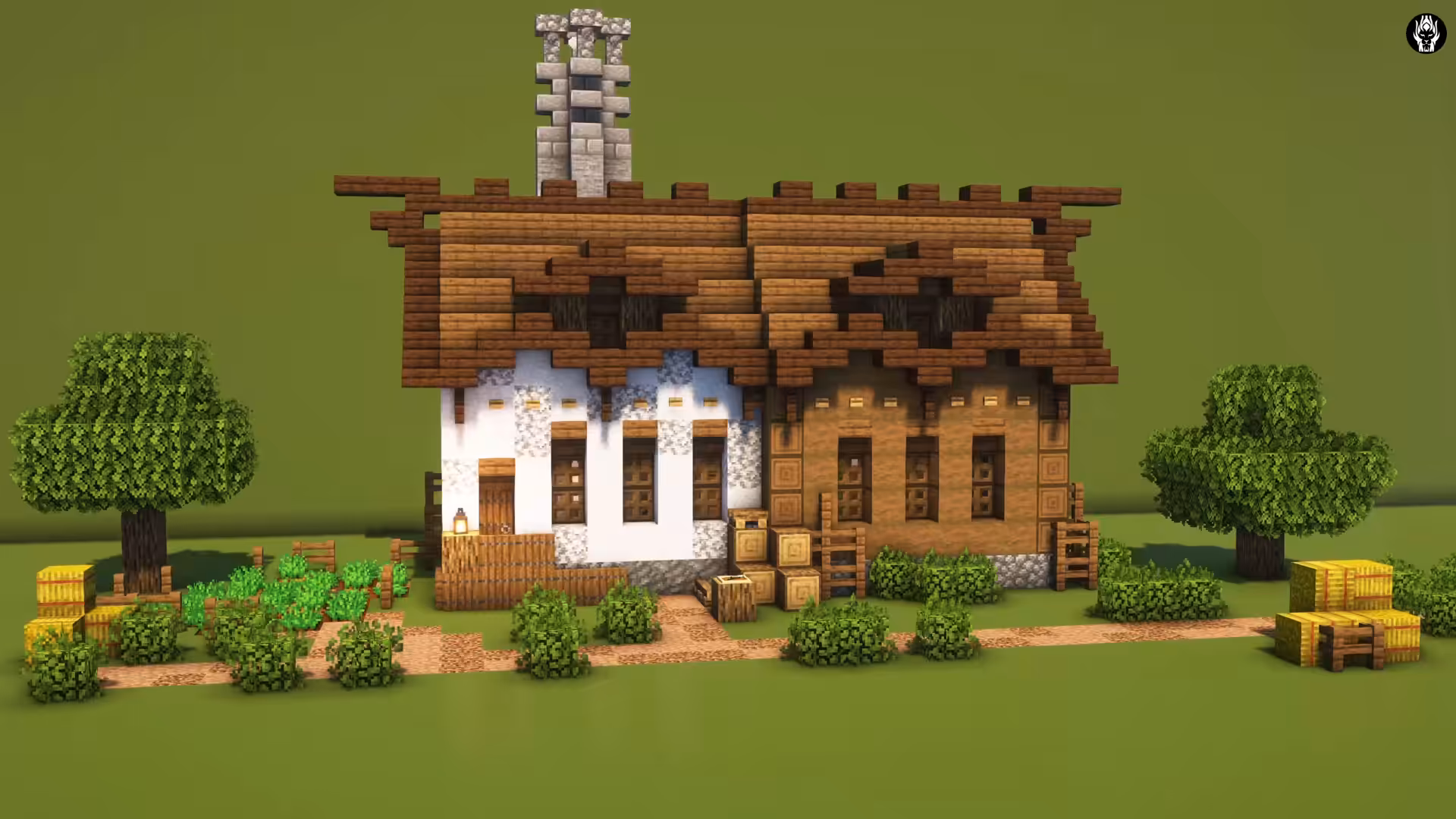 Maison médiévale Minecraft en bois avec toit en pente