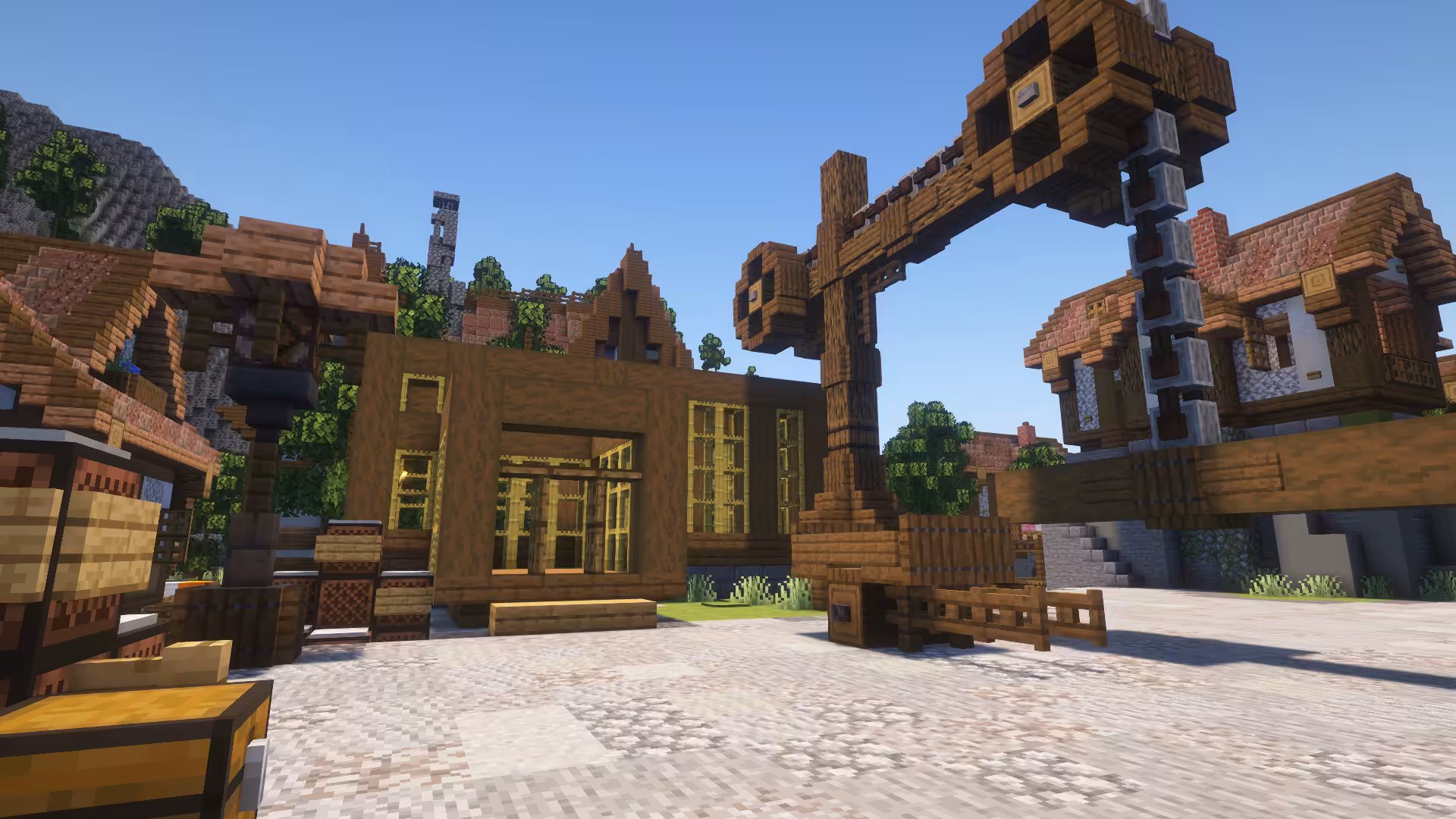 Une maison en construction dans le spawn du serveur Minecraft-France