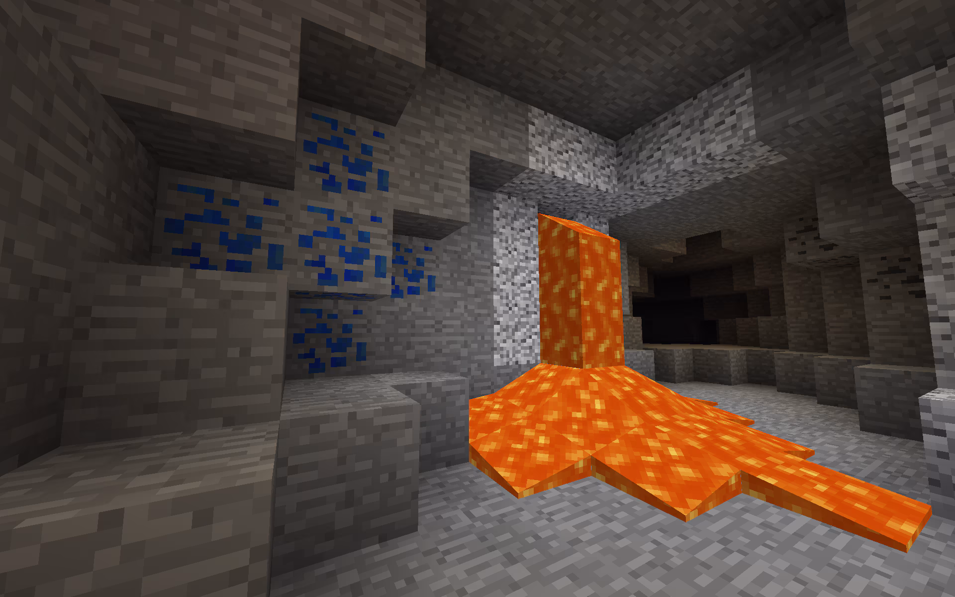 Du minerais de Lapis Lazuli dans les grottes de Minecraft