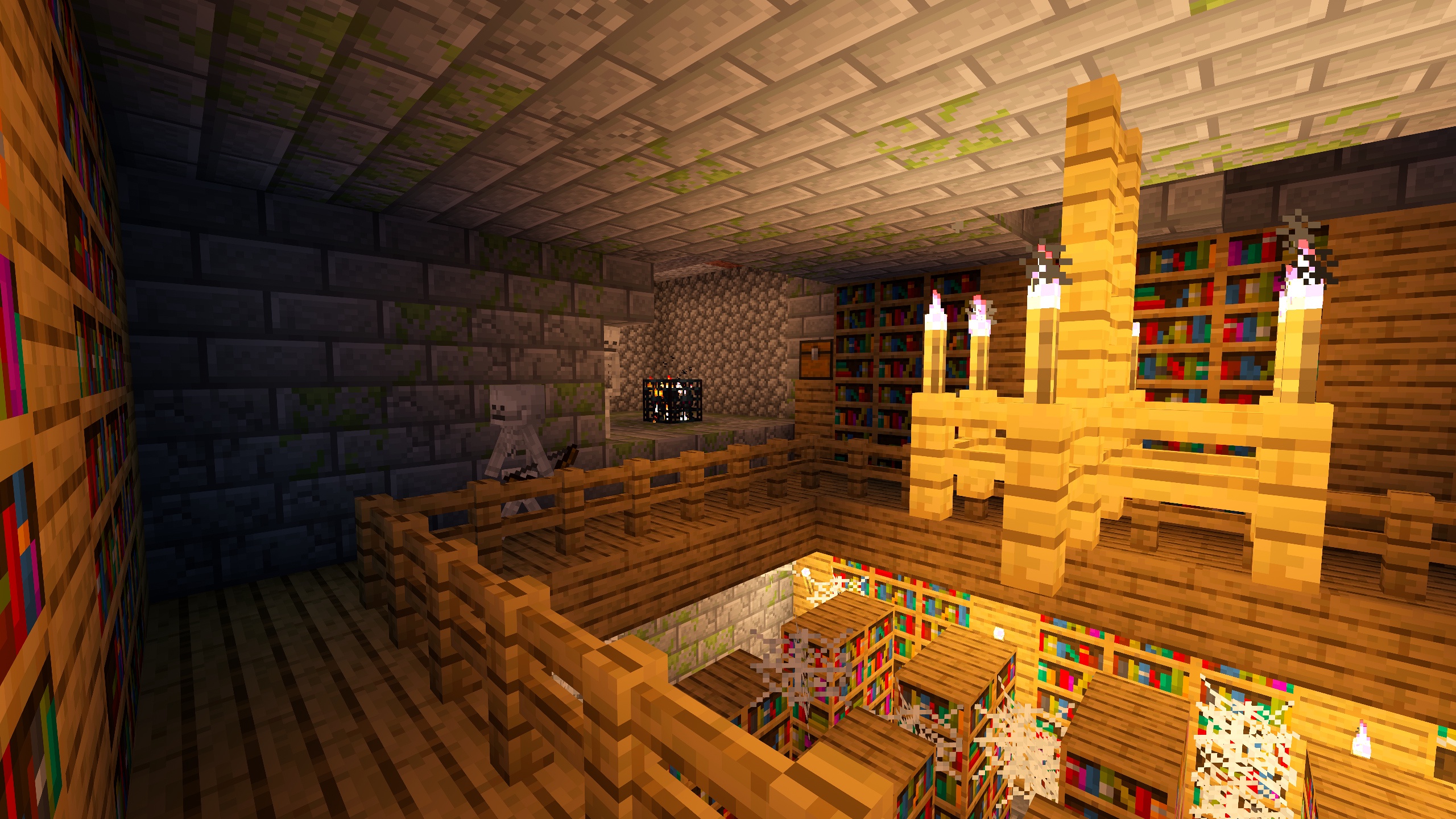 Spawner de squelettes ouvrant sur la bibliothèque de la forteresse
