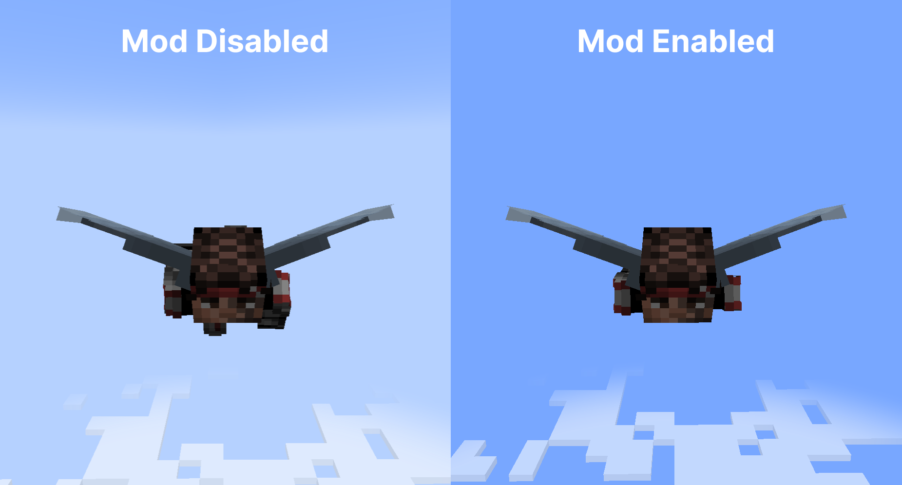 Au-dessus des nuages — comparaison en vol, Fog activé vs désactivé