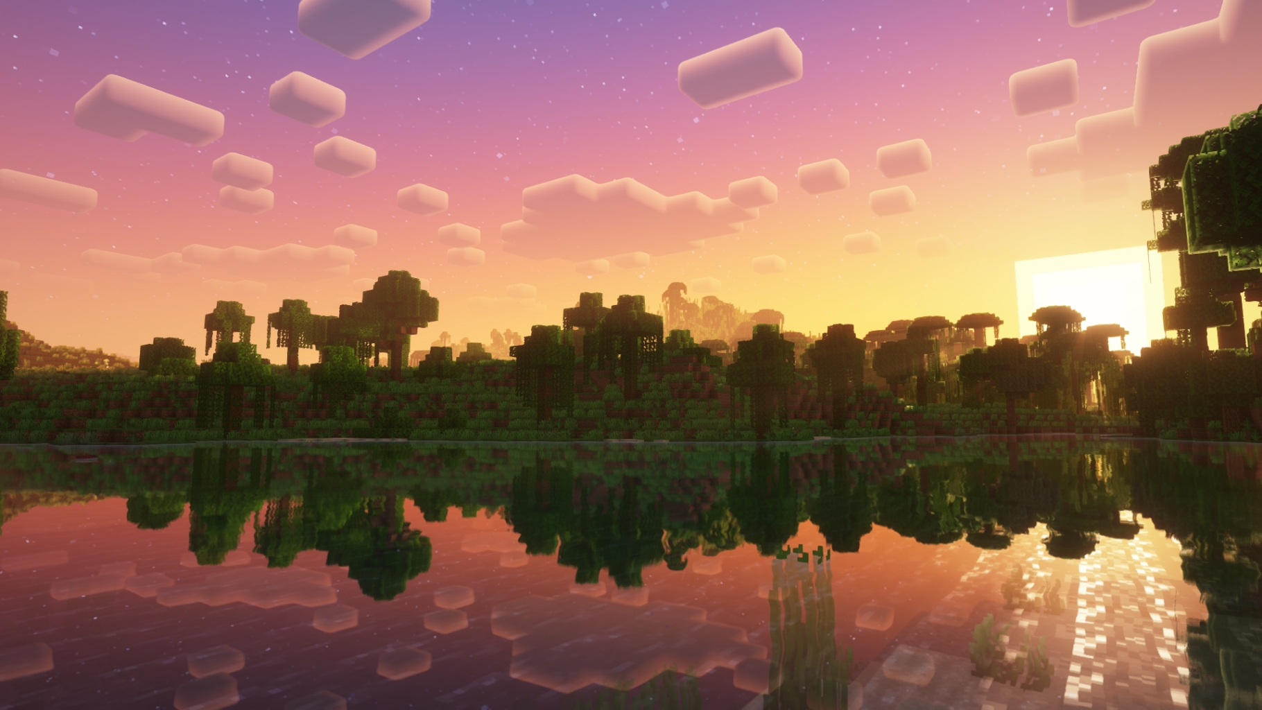 Minecraft – coucher de soleil coloré avec Fantasy Shaders Reimagined