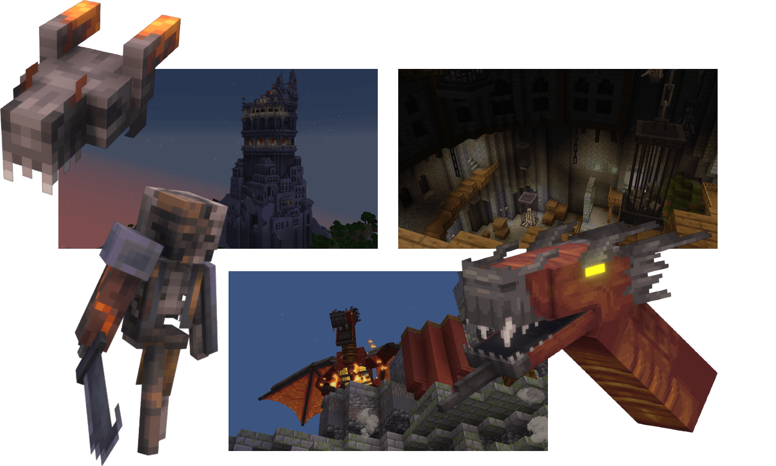 Le dragon infernal dans son donjon montagneux de Minecraft.